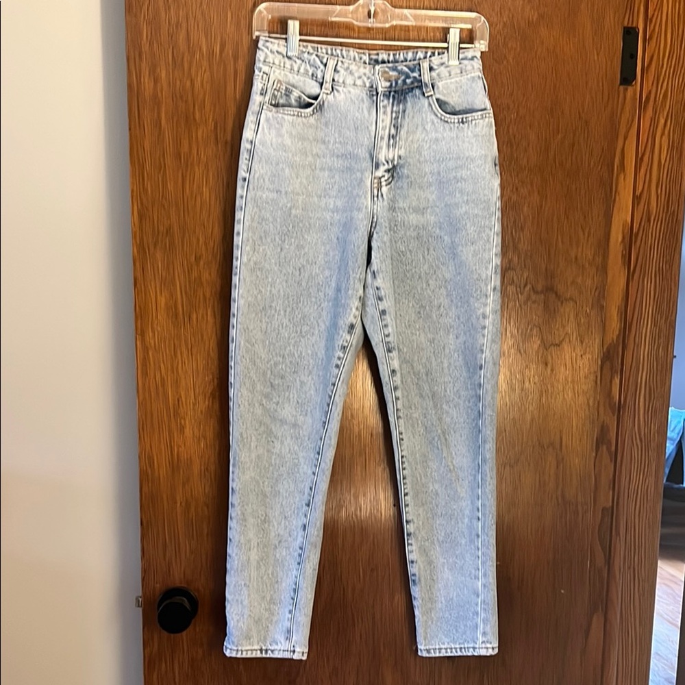 Bongo Light Blue High Rise Faded Vintage Look Straight Leg Jeans